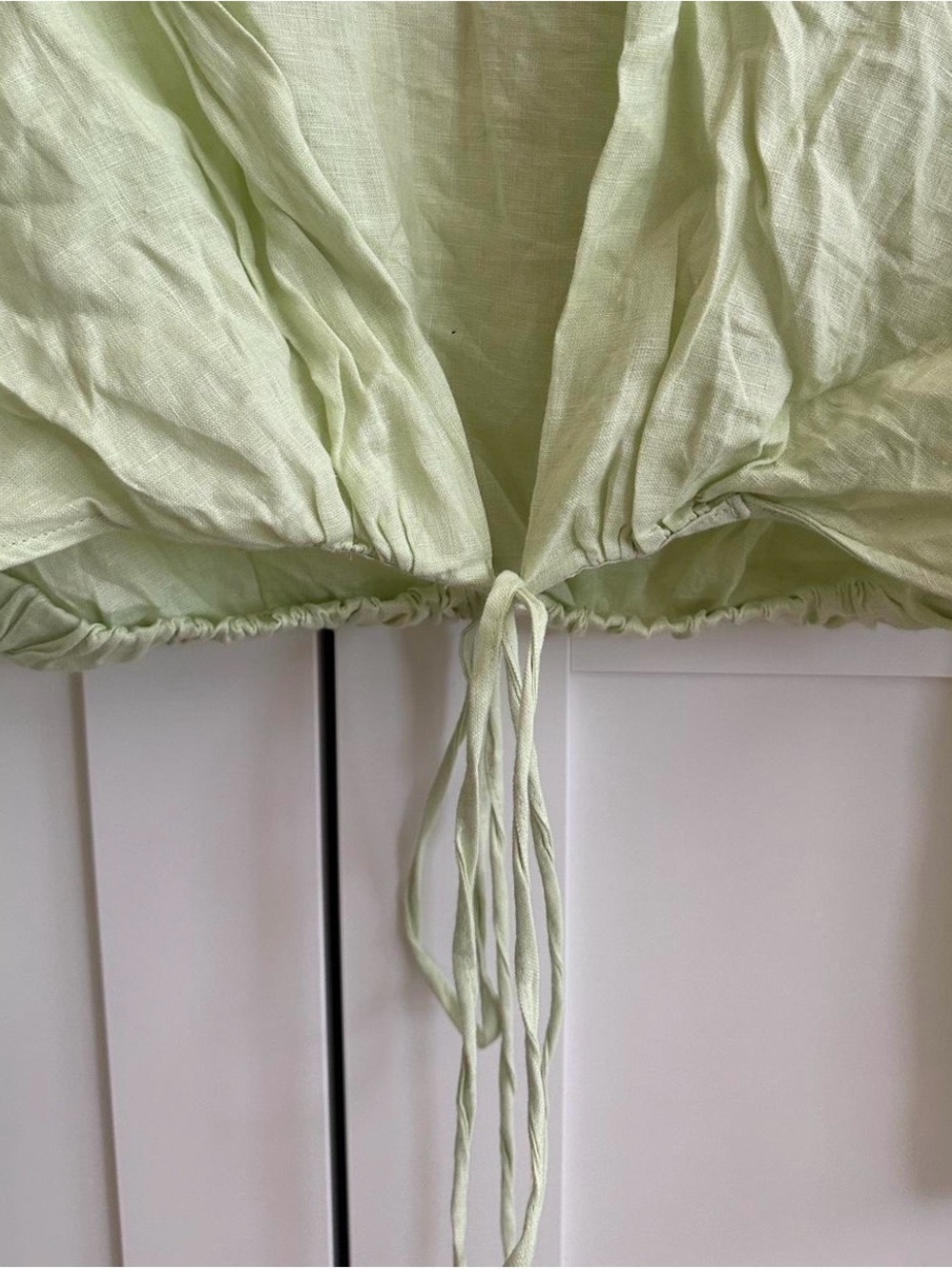Zara Light Green Linen Crop Shirt - Size M - Worn Once - Picture 4 of 4